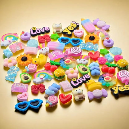 60pcs Slime Charms,Cute Acrylic 3D Resin Charms for Junk Phone Case Charms,Y2K Decoden Charms Accessories,Big Flat back DIY Candy Kawaii Charms Bulk for Crafts Jewelry Making