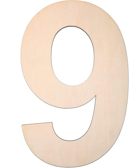 12 Inch Wooden Number 9, 1/4 Inch Thick Large Unfinished Wood Letter for DIY Crafts Home Wall Decor