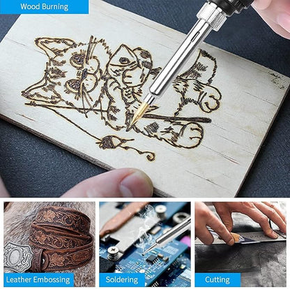 Wood Burning Kit 113pcs Professional Wood Burning Tool Adjustable Temperature Wood Burner Tools Set with Soldering Iron for Embossing Carving DIY Adults Crafts Beginners
