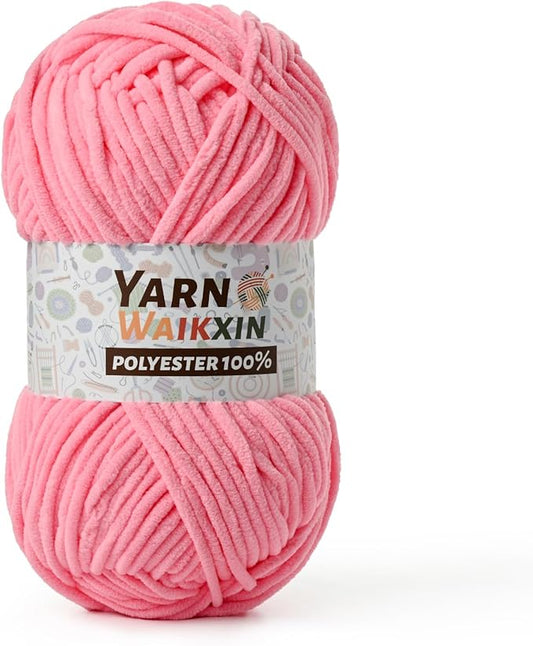Soft Chenille Yarn for Crocheting, Fluffy Chunky Crochet Yarn for Baby Blanket, (1.76oz/65.6yds) Fuzzy Velvet Yarn for Amigurumi&DIY Puzzle、Crafts、Scarf(Pink)