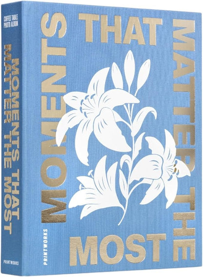 Printworks Moments that Matter the Most - Photo Album 4x6 – Elegant Sky Blue Coffee Table Book for Photos & Notes – 30-Page Large Keepsake Memory Book – Thoughtful Gift Idea – Blue