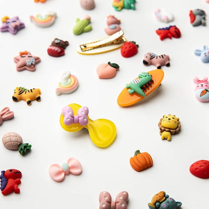 Slime Charms Cartoon Animal and Fruit Cute Set - Mixed Lot Assorted Fruit Resin Flatback Cute Sets for DIY Crafts Making,Decorations,Scrapbooking,Embellishments,Hair Clip 100pcs