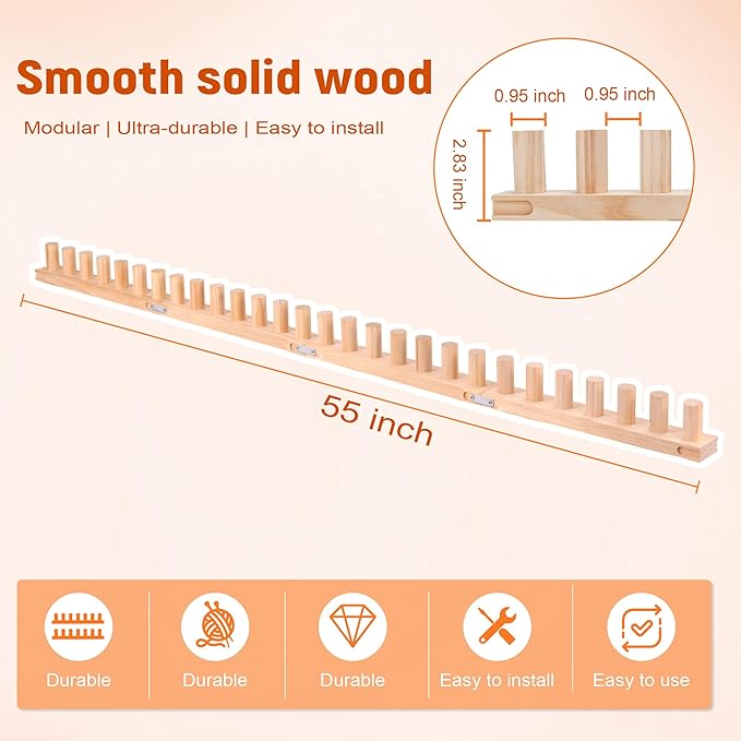 AIOWZZY 55” Chunky Knitting Blanket Loom - Customizable Knitting Loom - Adjustable Size & Portable Design Chunky Knit Blanket Loom - Beginner-Chunky Yarn Loom for Beginners and Home Decoration