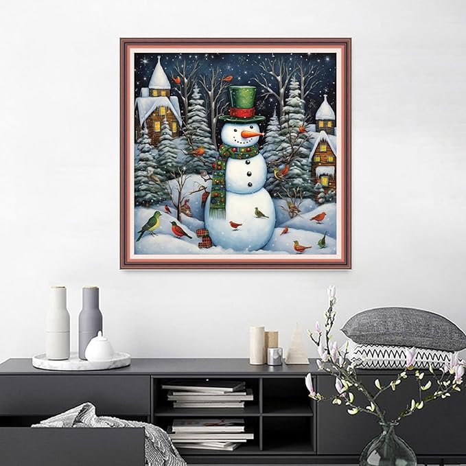 Joyhoor Cross Stitch Kits for Beginners Stamped Cross-Stitch Supplies Needlework preprint Embroidery Kits for Adults DIY Needlepoint Kits Embroidery Patterns 11CT-Christmas Snow Scenery 18.x18 inch