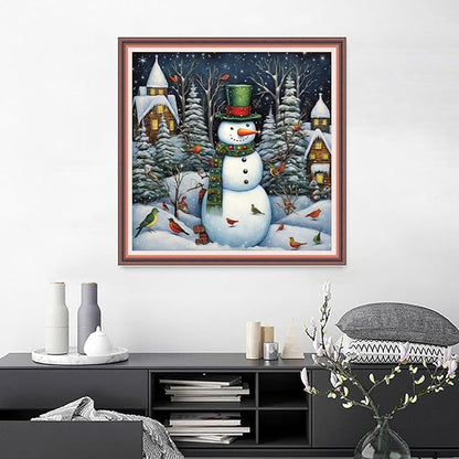 Joyhoor Cross Stitch Kits for Beginners Stamped Cross-Stitch Supplies Needlework preprint Embroidery Kits for Adults DIY Needlepoint Kits Embroidery Patterns 11CT-Christmas Snow Scenery 18.x18 inch