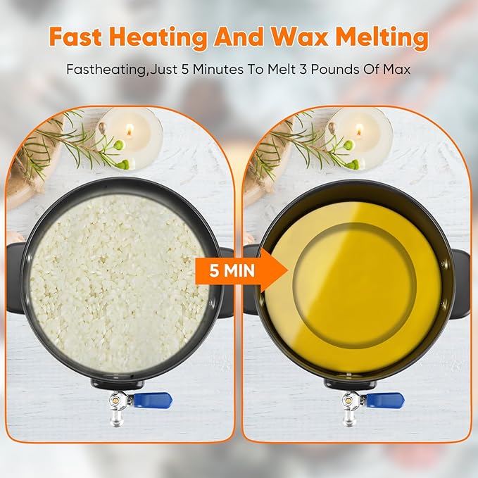 Olasme Wax Melter for Candle Making,Non-Stick Electric Wax Melting Pot,Candle Making Kit with Quick Pour Spout & Constant Temperature Control Melter for Candle Soap (4 L)
