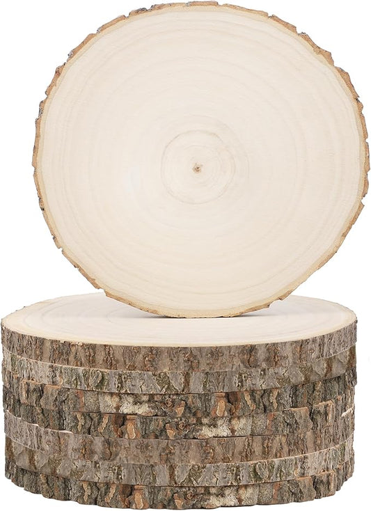 8 Pcs Large Unfinished Wood Slices, 6-7 Inches Wood Slabs for Centerpieces Natural Wooden Circle, DIY Wood Centerpieces for Tables Wedding Party Door Sign Decor