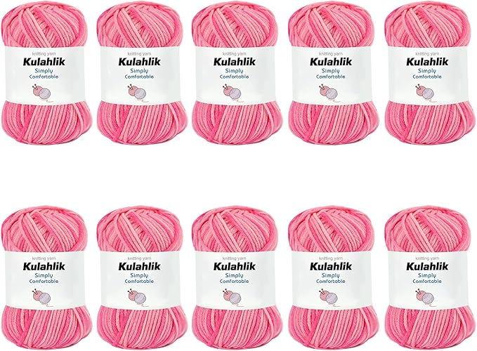 500g(10x50g) Acrylic Yarn for Crocheting and Knitting, Colorful Gradient Yarn Thread, 10 Rolls Skeins, Multicolor Hilo Acrílico, Perfect for DIY Crafts Project