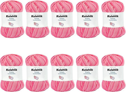 500g(10x50g) Acrylic Yarn for Crocheting and Knitting, Colorful Gradient Yarn Thread, 10 Rolls Skeins, Multicolor Hilo Acrílico, Perfect for DIY Crafts Project
