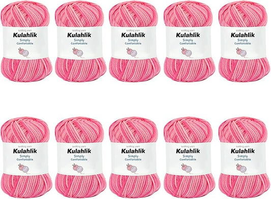 500g(10x50g) Acrylic Yarn for Crocheting and Knitting, Colorful Gradient Yarn Thread, 10 Rolls Skeins, Multicolor Hilo Acrílico, Perfect for DIY Crafts Project