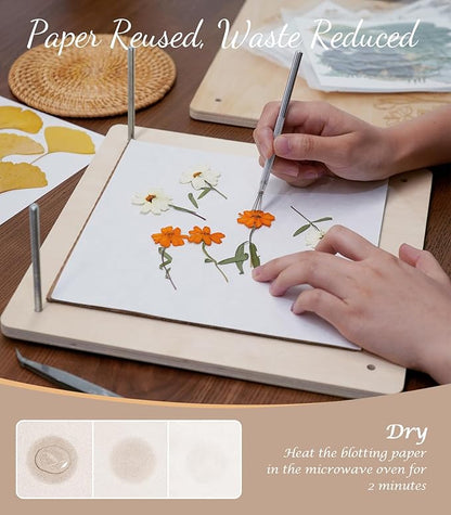 Wakhow Flower Press Kit – 11" x 11" Large Wooden Flower Presser for Adults & Teens | DIY Bouquet Preservation & Dried Flower Art | Ideal Gift for Nature & Craft Lovers
