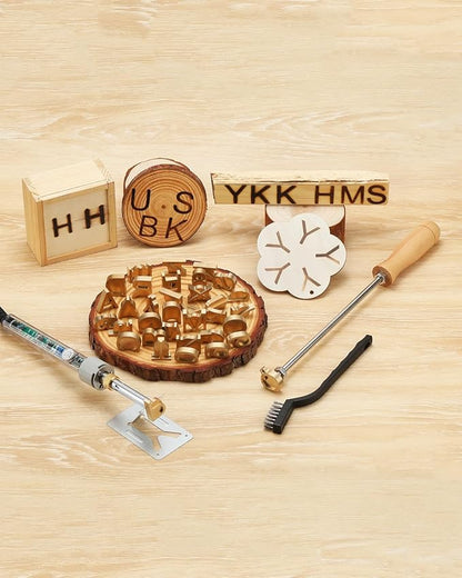 1" 10Pcs Wood Burning Letter Kit, Wood Burning Numbers for Wood Leather Hats Branding, DIY Gifts for Christmas Wedding Birthday, with 100W Electric Branding Iron and Wood Handle (Brass Numbers 0-9)