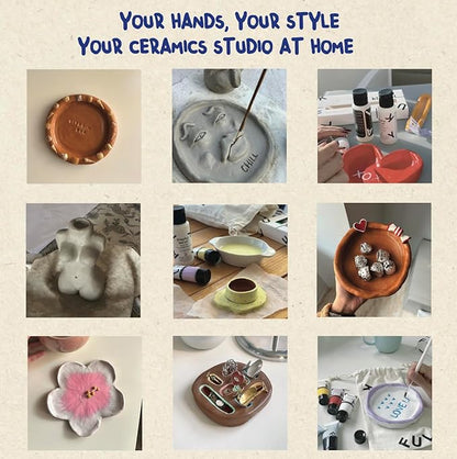 KLAYFUL Pottery Kit for Adults – 6,6lbs Air Dry Clay Pottery Set with Tools, Paints & Brushes – DIY Arts & Crafts Kit for Beginners & Couples | Creative Gift Set for Relaxing Date Night Crafts