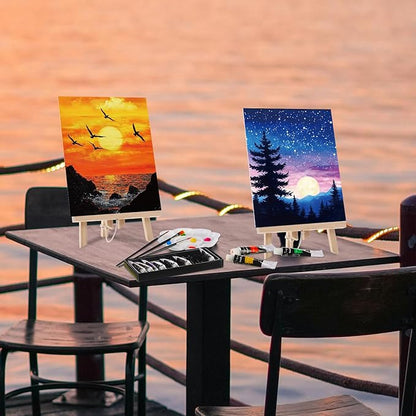 Cholemy 36 Pcs Valentine Paint and Sip Kit for Adults 8''x10'' Pre Drawn Canvas for Painting DIY Afro Acrylic Painting Kit Wood Easel Brushes Date Night Bulk for Party Gifts