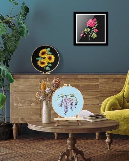 TINDTOP Embroidery Kit for Adult, Ribbon Embroidery Kit for Beginners for Craft Lover Hand Stitch with Embroidery Skill Techniques (Flowers)