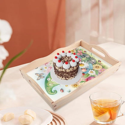 JISHSHAY Diamond Art Serving Tray Diamond Painting Food Tray Gem Art Serving Platter Gem Painting Mosaic Kits for Adults DIY Kits for Adults, with Wood Handle 20×30cm/7.87×11.81in, Gnome
