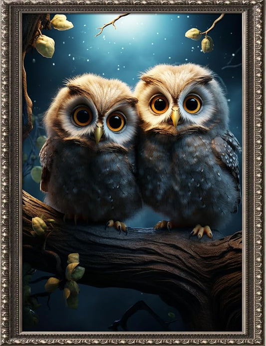 Leczany Cross Stitch Stamped Kit for Adults - Two Cute Owls | DIY Embroidery Starter Patterns Craft Kit Needlepoint for Beginner | 11CT, 3 Strands | 13x17.7 inches