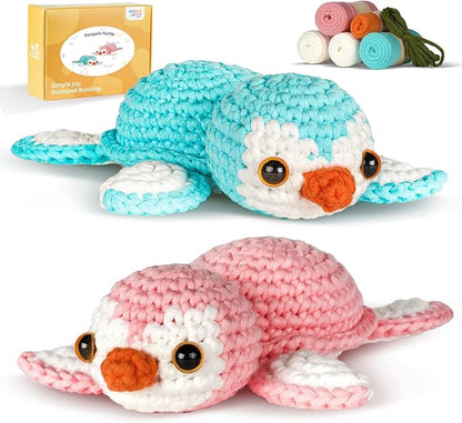 MOREJMTT Crochet Kit for Beginners Animal,Crochet Animal Kits,Crocheting Kit for Starters,Learn to Crochet with Step-by-Step Video Tutorials,Beginner Crochet Kits for Adults(sea Turtle)