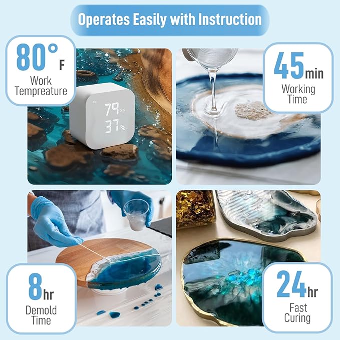 DR. RESIN 64oz Crystal Clear Epoxy Resin Kit, No Yellowing, Self-Leveling, Bubble Free 2 Part Art Resin Kit for Jewelry Tabletop DIY Craft