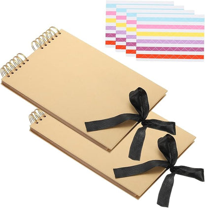 PATIKIL Scrapbook Photo Albums, 8x12 Inch 80 Pages Hardcover Scrapbooking Book DIY Album Supplies Kit with Sticker Ribbon for Gift Journal Memory Book Wedding Anniversary, Khaki, 2 Pcs