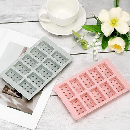 MECCANIXITY Beeswax Candle Mould, 10 Grids Beeswax Bar Mould Makes 10 x 0.8oz Reusable Easy Release Bees Wax Module for Wax Candle Making Butter Candy Chocolate Pink