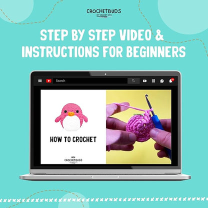 Penguin Crochet Kit | for Beginners, Couples, Date Night, Teens, Adults, Anime, & Animal Lovers | DIY Gift Kit | Instructions, Yarn, Hook, Pattern, Video & Written Tutorial | Arts & Crafts for Adults