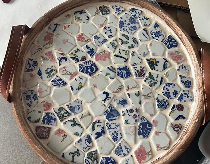 1.1 LB Porcelain Ceramic Mosaic Tiles,Broken Irregular Mosaic Tiles for DIY Craft Floor,Kitchen,Pool, Flower Pots Mosaic Making Supplies (Porcelain 10)