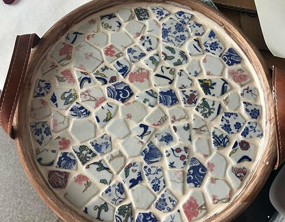 1.1 LB Porcelain Ceramic Mosaic Tiles,Broken Irregular Mosaic Tiles for DIY Craft Floor,Kitchen,Pool, Flower Pots Mosaic Making Supplies (Porcelain 11)