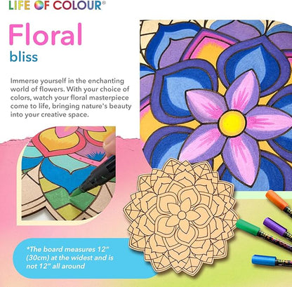 Life of Colour Painting Kit - Color Your Own Set of 3 Shaped Boards with 12 Life of Color Acrylic Paint Pens No Mess DIY Art and Crafts for Adults - Stunning Works of Art for Decorative Display