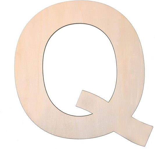 12 Inch Wooden Letter Q, 1/4 Inch Thick Large Unfinished Wood Letter for DIY Crafts Home Wall Decor