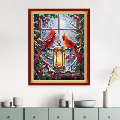 Dimensean Stamped Cross Stitch Kits Full Range of Embroidery Patterns Starter Kits for Beginners Adult DIY Cross Stitches Needlepoint Kits 11CT-Window sill Parrot 16x20 inch