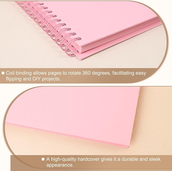 Scrapbook Album 10x10 Inches Photo Album Hardcover Kraft with Window Scrap Book Blank Memory Book for Baby Wedding Guest Book Couples Graduation Travel DIY Anniversary, 40 Pages Pink