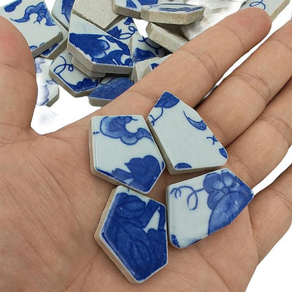 1.1 LB Porcelain Ceramic Mosaic Tiles,Broken Irregular Mosaic Tiles for DIY Craft Floor,Kitchen,Pool, Flower Pots Mosaic Making Supplies (Porcelain 07)