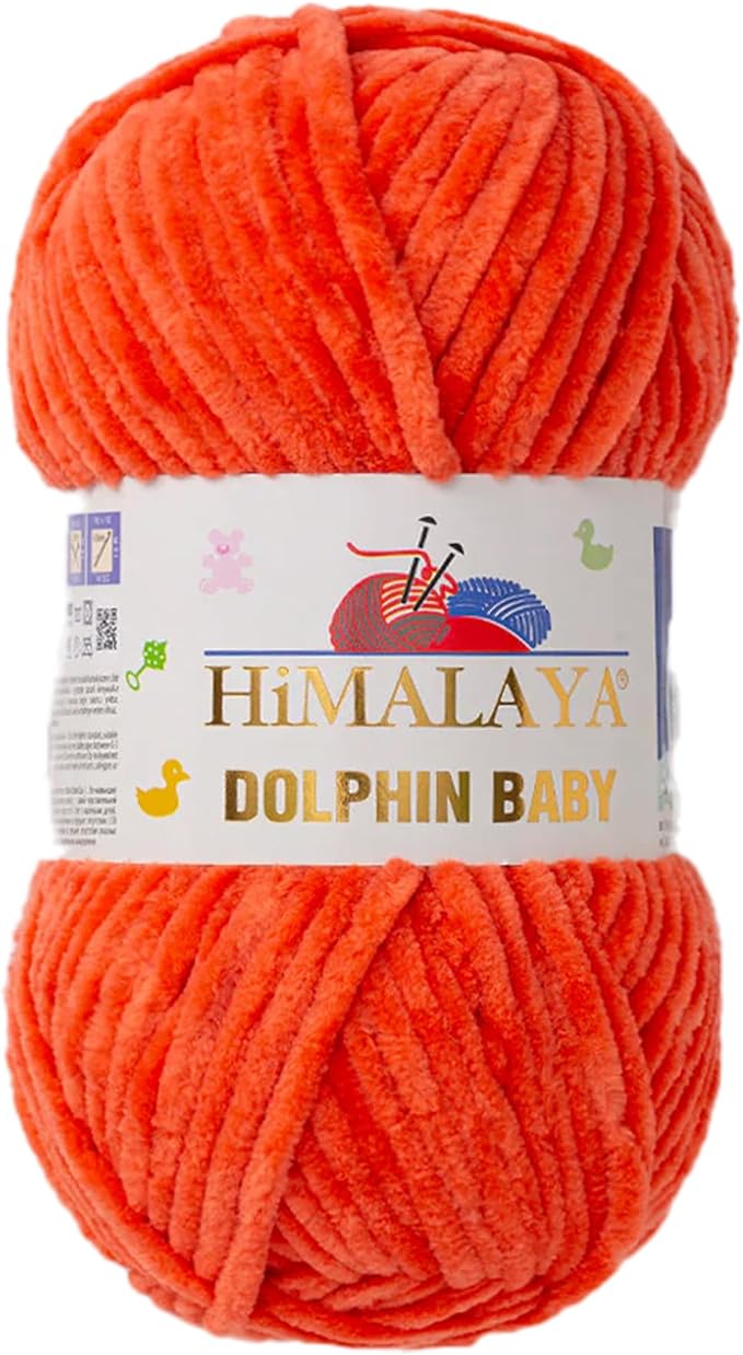 1 Skein/Pack Himalaya Dolphin Baby Chenille Yarn, Each Ball 100 gr (3.5 oz), 120 m (132 Yards), 100% Polyester, Super Bulky Baby Blanket Velvet Amigurumi Yarn, 80312 - Coral Rose
