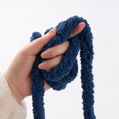 Navy Jumbo Chunky Chenille Yarn for Crocheting, Thick Plush Yarn for Hand Knitting Blankets, Super Soft Bulky Yarn for DIY Projects, 2 Jumbo Pack