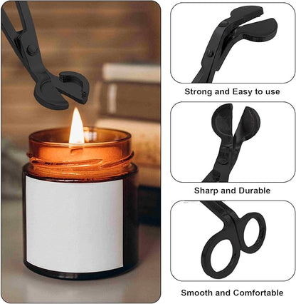 Set of 3, Candle Wick Trimmer, Candle Snuffer and Wick Dipper & Candle Accessory Set, Candle Care Kit for Candle Lover (Black)