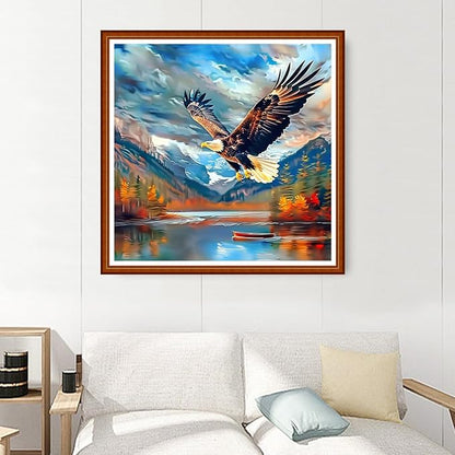 Joyhoor Stamped Cross Stitch Kits for Beginners Needlepoint Kits for Adults Embroidery Kits 11CT Counted Cross Stitch Kits Printed Embroidery Pattern-Mountain Eagle 18x18 inchs