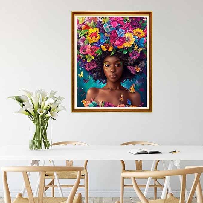 Joycasa Stamped Cross Stitch Kits for Beginners Full Range of Cross Stitching 11 CT Printed Cross Stitch Kit for Adults Cross-Stitch Patterns Needlepoint Kits-Flower Girl 16x20 inchs