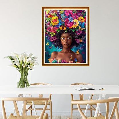Joycasa Stamped Cross Stitch Kits for Beginners Full Range of Cross Stitching 11 CT Printed Cross Stitch Kit for Adults Cross-Stitch Patterns Needlepoint Kits-Flower Girl 16x20 inchs