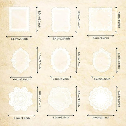 PRSTINCOL 120 PCs Lace Scrapbook Stickers,Waterproof Cutout Transparent Sticker PET Transparent Lace Stickers for Scrapbooking DIY Decoration Making Notebook Frame Album Handmade