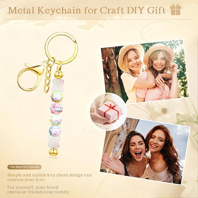 12 PCS Beadable Keychain Making Kit,Key Chain Keyrings for Jewelry Making,Car Bag Purse Charms Key Chains Bulk Metal Blank Bars,DIY Supplies Christmas Gifts for Women Men Crafts Custom Projects Golden