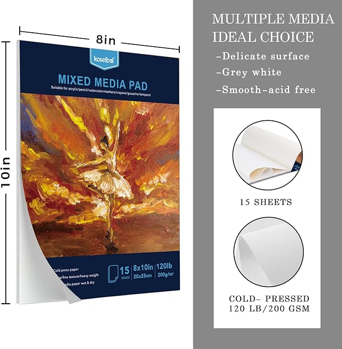 koseibal Acrylic Paint Set - Art Painting Supplies Kit for Kids & Adults with 24x22ml Acrylic Paints, 8 Brushes, 1 Painting Pad & Palette - Idea Gift Painting Kit for Student