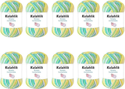 500g(10x50g) Acrylic Yarn for Crocheting and Knitting, Colorful Gradient Yarn Thread, 10 Rolls Skeins, Multicolor Hilo Acrílico, Perfect for DIY Crafts Project