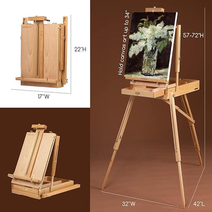 MEEDEN Art Set with French Easel for Professional Artist,Supplies Acrylic Painting(10-60ML) Kit with Paintbrushes for Adults,Pre Painter and Canvas Drawing Starter-Prime Art Series