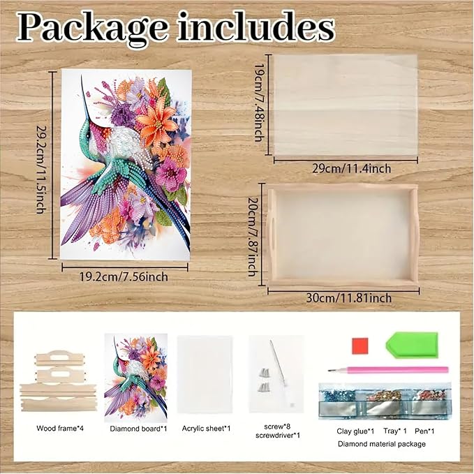 SHLUHA Diamond Art Kits for Adults Wooden Serving Trays with Handle Food Tray for Breakfast Home Decor Gift(TT018)
