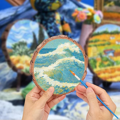 16 PCS Unfinished Wood Slices for Centerpieces, 6.3-7 Inch Natural Wood Slices with Tree Bark Pine and Wood Rounds Discs for DIY Crafts, Centerpieces, Art & Decor