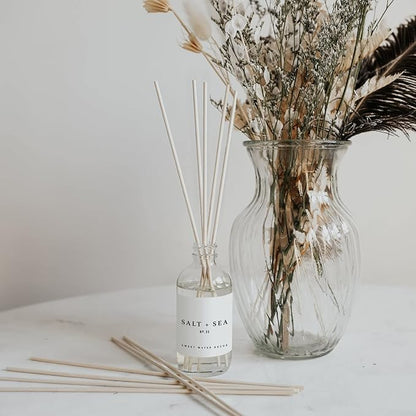 Sweet Water Decor Salt & Sea Reed Diffuser Set - Sea Salt Citrus & Musk Amber Scent Diffuser - Reed Diffusers for Home with Long Lasting Fragrance - Non-Toxic Oil Reed Diffuser - Made in The USA