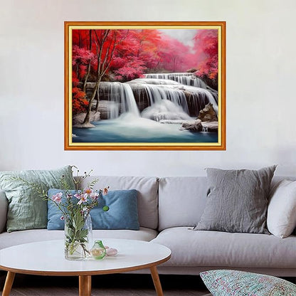 Redxing Stamped Cross Stitch Kits Embroidery kit for Beginners Adults Full Range of Embroidery Patterns Starter Kits DIY Printed Cross Stitch Kits Needlepoint Kits 11CT-Waterfall Scenery 16x20 inch