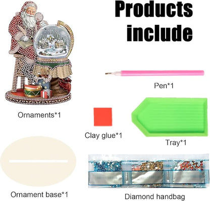Tontut Diamond Painting Desktop Decoration, Father Christmas 5D DIY Special Diamond Art Decoration Kit for Adults, Office Desktop or Christmas Holiday Arrangement Crafts