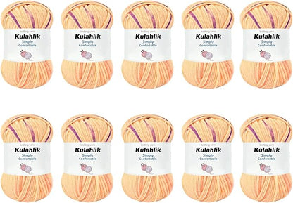 500g(10x50g) Acrylic Yarn for Crocheting and Knitting, Colorful Gradient Yarn Thread, 10 Rolls Skeins, Multicolor Hilo Acrílico, Perfect for DIY Crafts Project